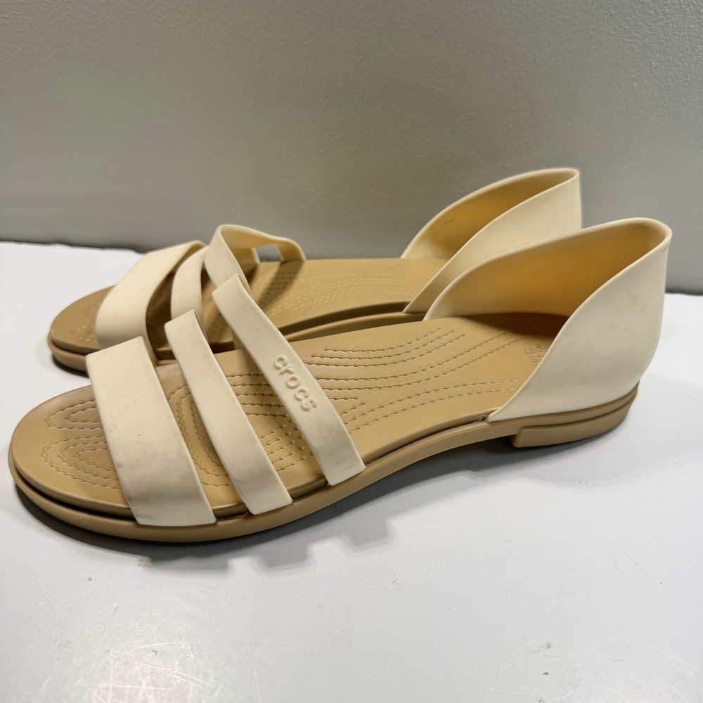 Crocs Tully Women's Flat Sandals 9 Comfort Ivory